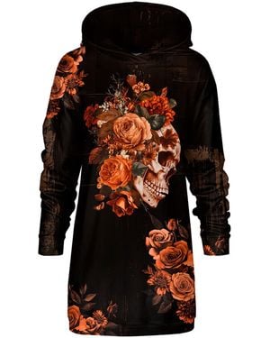 Aloha From Deer Floral Reaper Oversize Hoodie Dress - Black