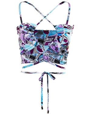 Brenda Agradi Ibiza Style Printed Party Cross Top - Blue