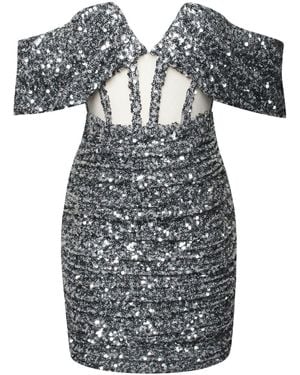 Miss Circle New York Weston Sequin Off Shoulder Corset Dress - Black