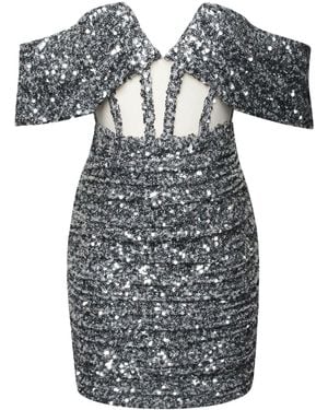 Miss Circle New York Weston Sequin Off Shoulder Corset Dress - Black