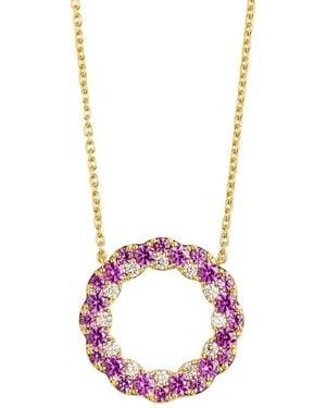 Juvetti Starry Sapphire & Diamond Eternity Circle Pendant Necklace - Pink