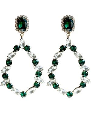 Laura Gray Emerald Crystal Chandelier Earrings - Metallic