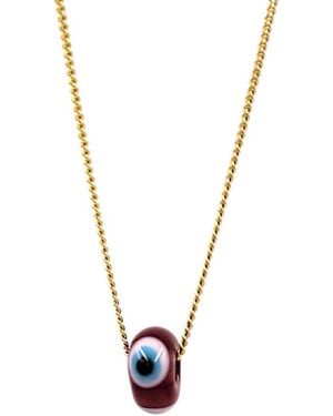 1610Istanbul Evil Eye Bordeaux Necklace - Metallic
