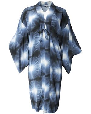 Babs Boutique NYC Burst Silk Crepe De Chine Kimono - Blue