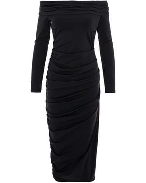 concept A trois Midi Bodycon Elastic Dress With Bare Shoulders - Black