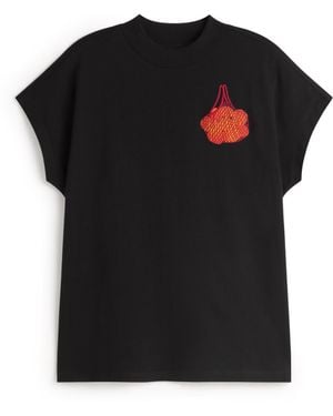 Thinking Mu Embroidered Mandarinas Volta T-Shirt - Black