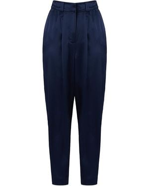 The Summer Edit Penelope Silk Trouser - Blue