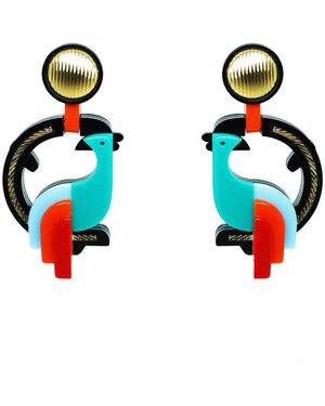 Gissa Bicalho Handmade Acrylic Earring Quetzal - Grey