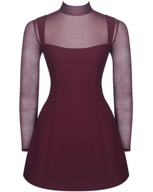 Miss Circle New York Natasha Burgundy Faux Two-Piece Turtleneck Mini Dress - Purple