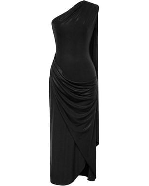 POST MERIDIEM Jersey Midi Dress With Train - Black