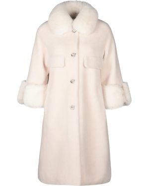 Santinni Hayworth Wool & Faux Fur Coat - Natural