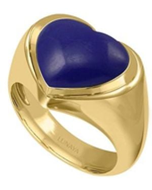 Lunaya Jewelry Heart Signet Lapis Lazuli Ring - Blue