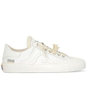 Springa | Unique Vulcanized Sneakers Italian Handmade Wavy Vitelli Leather Trainers - White