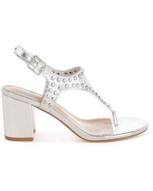 Rag & Co Chan Metallic Studded Statement Heels - White