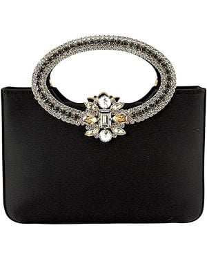 DAMAPREZIOSA Dama Venus Satin Jewel Clutch - Black