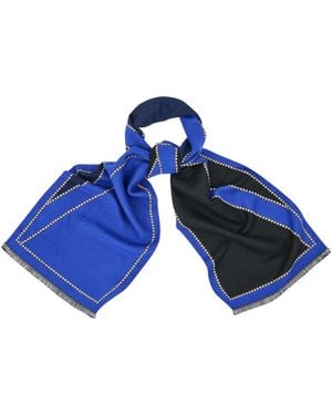 Saachi Geometric Border Reversible Scarf - Blue