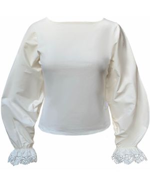 Frock Tales Maranta Top With Lace Cuffs - Gray
