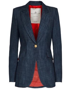 The Extreme Collection Fitted Denim Blazer With Buttons - Blue