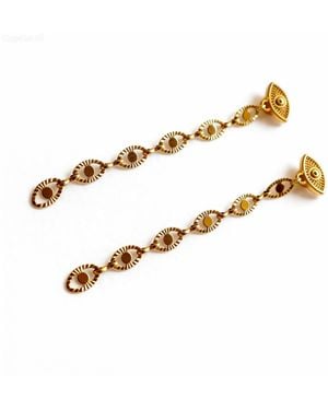 Jagged Halo Jewelry Festival Evil Eye Fringe Earrings - Metallic