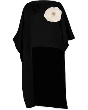Laines London Laines Couture Asymmetric Blouse Cape With Cream Corsage - Black