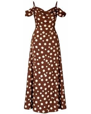 Girl In Mind Julie Cowl Neck Maxi Dress Spot - Brown