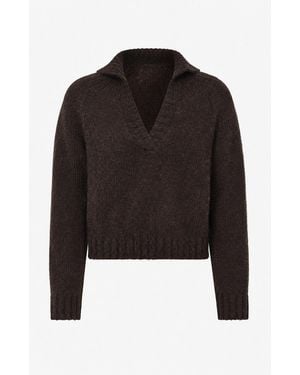 Gunda Hafner Ltd Handmade Natural Alpaca Wool Cotton Polo Neck Jumper - Black