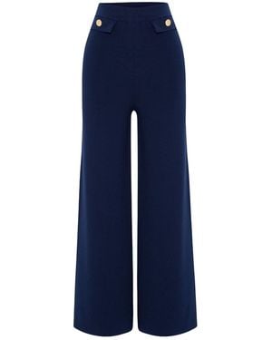 Peraluna Marlene Trouser Button Detailed Knit Pants - Blue