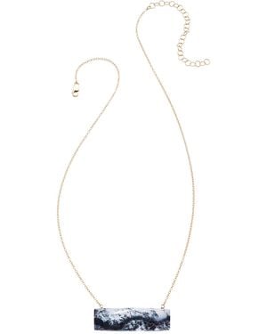 Heather Hawkins Jewelry Float Custom Cut Bar Semi-Precious Baguette Gemstone Necklace - White