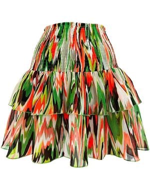 Maxjenny Smocked Ruffle Mini Skirt - Green