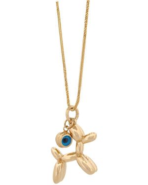 Ebru Jewelry Puppy Luck Balloon Dog & Evil Eye Necklace - Metallic