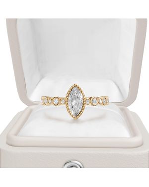Aya Fine Jewelry 0.21 Ct Marquise Diamond Ring With Bezel Accents - Metallic