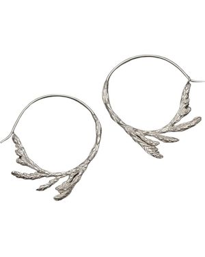 Zula Jewelry + Design Sacred Cedar Hoop Earrings Sterling - Metallic