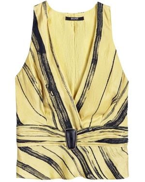 Nocturne Printed Sleeveless Blouse - Metallic