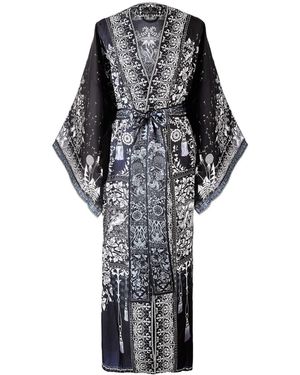 Silk&Soul Tree Of Life Silk Robe - Black