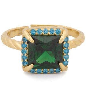 Ebru Jewelry Divine Emerald Crown Statement Ring - Blue