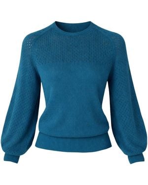 SACHA DRAKE Long Sleeve Ripple Knit Top - Blue