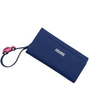 Absurde Parking Leather Bifold Wallet With Fuchsia Car - Blue