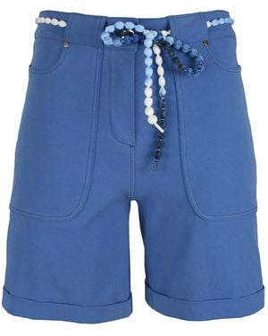 Lalipop Design High-Waisted Stretch Cotton Shorts - Blue