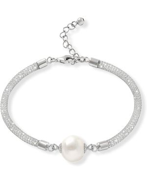 Pearls of the Orient Online Credo Mesh Crystal Bracelet With Cultured Freshwater Pearl - Metallic