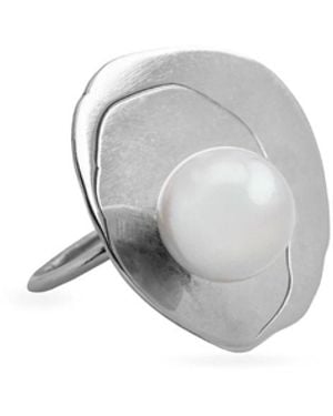 Silver Moon Sterling Ring – Genesis Pearl - Grey