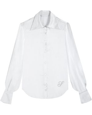 Silkinc Wide Collar Silk Shirt - White
