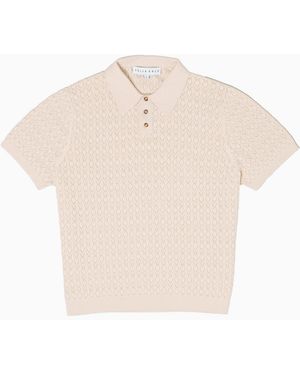 FELLA SWIM Neutrals Lionel Creme Knitted Polo - Multicolour