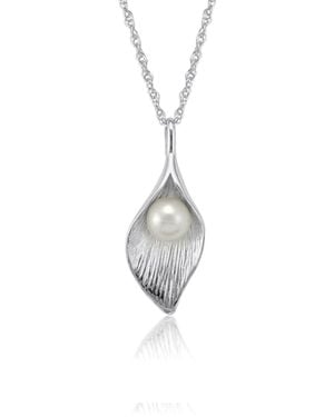 Isla Silver Sterling Calla Lily Pendant With Freshwater Pearl - Metallic