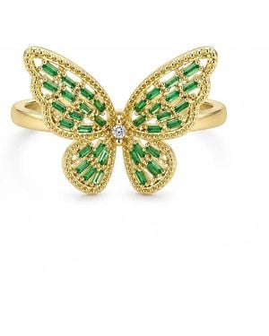 Angel Barocco Zirconia Butterfly Statement Ring - Yellow