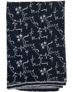 Kaminee Pure Cashmere Stole With Jaal Hand Embroidery - Blue