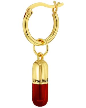 True Rocks Enamel & Plated Mini Pill On An Plated Hoop - Red