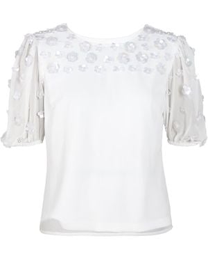 Rose & Nancy Morena Ivory Hand Embellished Top - White