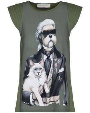 The Extreme Collection Cotton T-Shirt With Quilted Shoulder Pads - Green