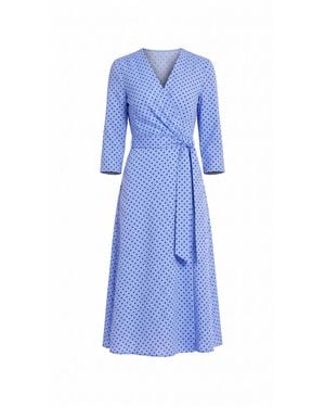 concept A trois Polka Dot Midi-Long Dress - Blue