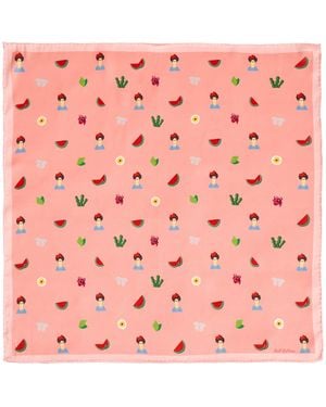 Lost Pattern Frida's Desert Bloom Silk Bandana Scarf - Pink